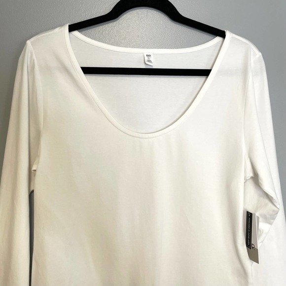 BP White Stretch Cotton Long Sleeve Thong Bodysuit NEW XL - Picture 2 of 4